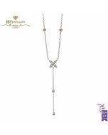 White Gold Brilliant Cut Diamond Flower Droplet Necklace - 0.23 ct