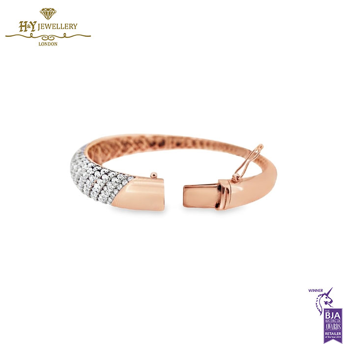 Rose Gold Brilliant Cut Diamond Bangle - 5.40ct-13619