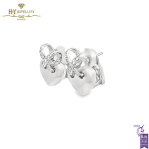 White Gold Brilliant Cut Diamond Heart Stud Earrings - 0.69ct-17248