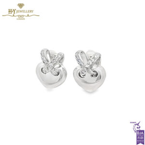 White Gold Brilliant Cut Diamond Heart Stud Earrings - 0.69ct-17247