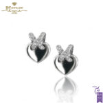 White Gold Brilliant Cut Diamond Heart Stud Earrings - 0.69ct-0