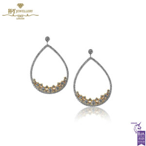 Rose and White Gold Brilliant Cut Diamond Teardrop Earrings - 1.83ct-0