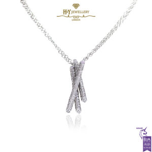 White Gold Brilliant Cut Diamond Necklace - 1.85ct-0
