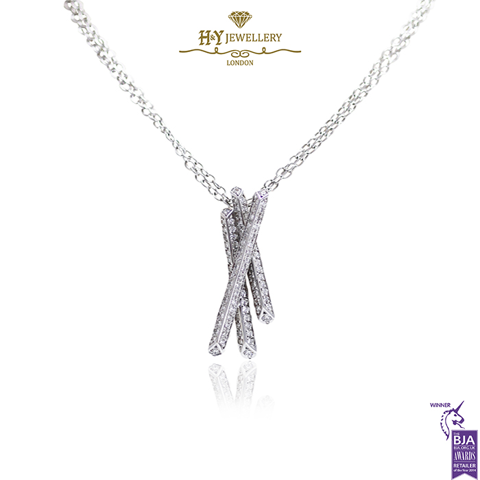 White Gold Brilliant Cut Diamond Necklace - 1.85ct-0