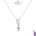 White Gold Brilliant Cut Diamond Sweeping Pendant - 0.54 ct-0