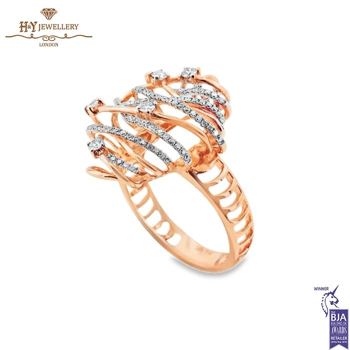 Rose Gold Brilliant Cut Diamond Spiral Design Ring - 0.54ct-17198