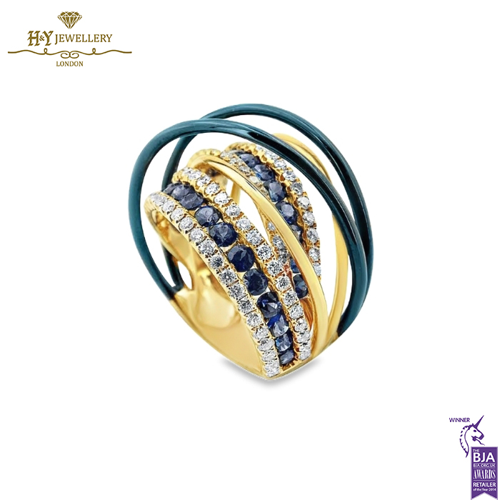 Rose Gold Brilliant Cut Blue Sapphire & Diamond Ring - 3.02ct-14004