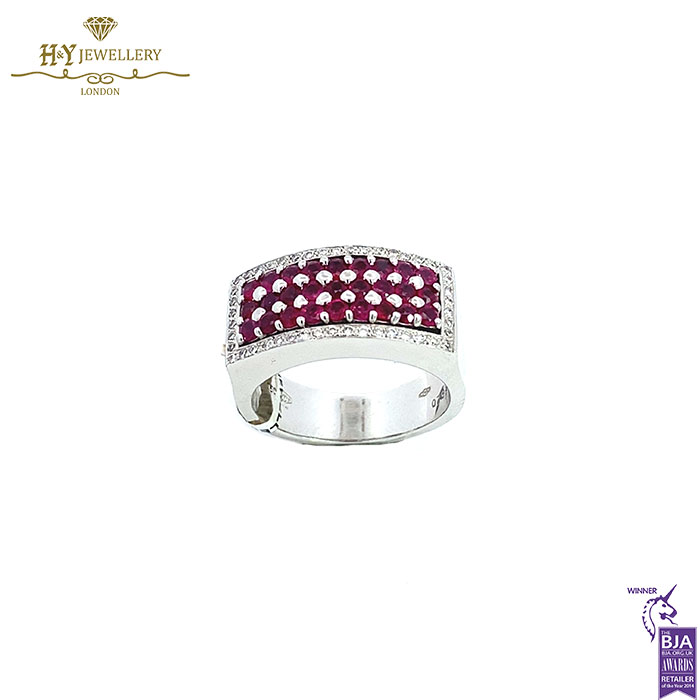 White Gold Brilliant Cut Diamond & Ruby Ring - 1.75ct-17771