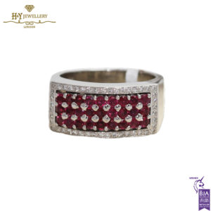 White Gold Brilliant Cut Diamond & Ruby Ring - 1.75ct-0
