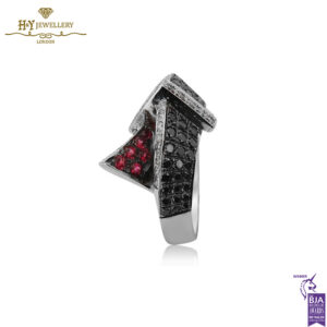 White Gold Brilliant Cut Ruby & Black & White Diamond Ring - 1.18ct-14120