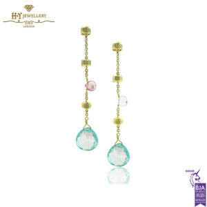 Yellow Gold Diamond & Multicolored Gemstones Necklace & Earrings Marco Bicego Set - 0.80ct-14259