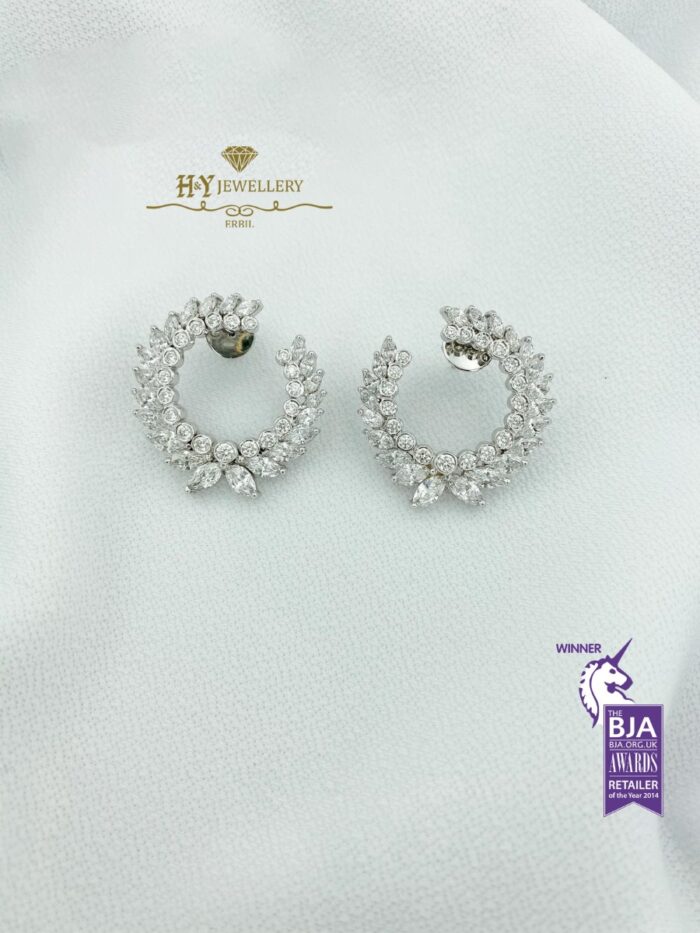 White Gold Mix Cut Diamond Earrings - 7.20ct-9587