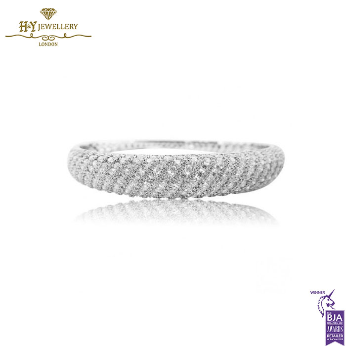 White Gold Brilliant Cut Diamond Bangle - 5.41ct-0