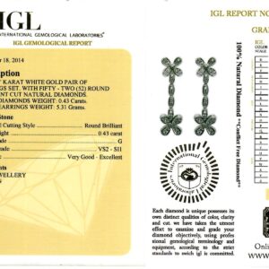 White Gold Brilliant Cut Diamond Flower Drop Earrings - 0.43ct-11765