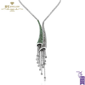 White Gold Brilliant Cut Peridot & Diamond Necklace - 0.64ct-0