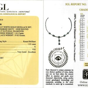 White Gold Brilliant Cut Diamond Flower Design Necklace - 1.01ct-11778