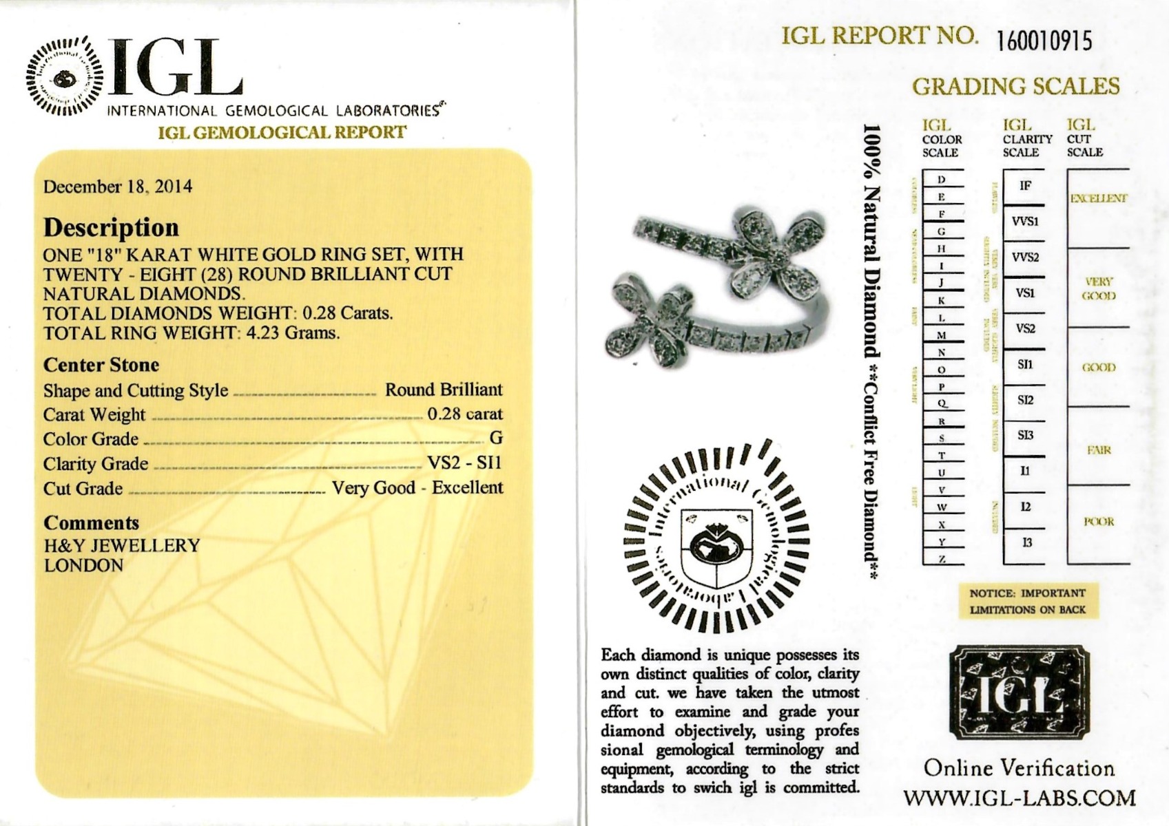 White Gold Brilliant Cut Diamond Flower shape Ring - 0.28ct-11865