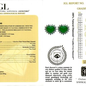 White Gold Heart Cut Emerald & Brilliant Cut Diamond Necklace & Earring Set - 10.42ct-11553