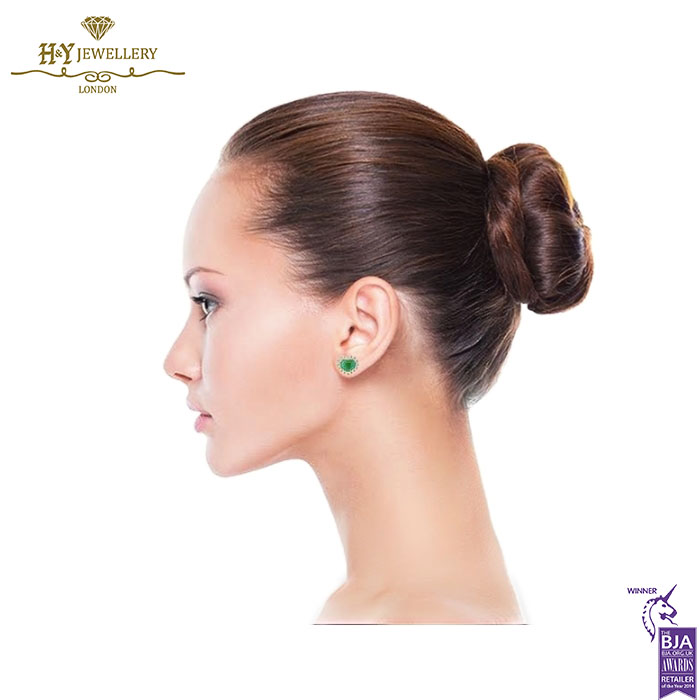 White Gold Heart Cut Emerald & Brilliant Cut Diamond Necklace & Earring Set - 10.42ct-14224