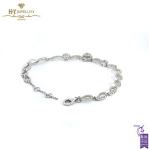 White Gold Brilliant Cut Diamond Trilogy Design Bracelet -1.23ct-17241
