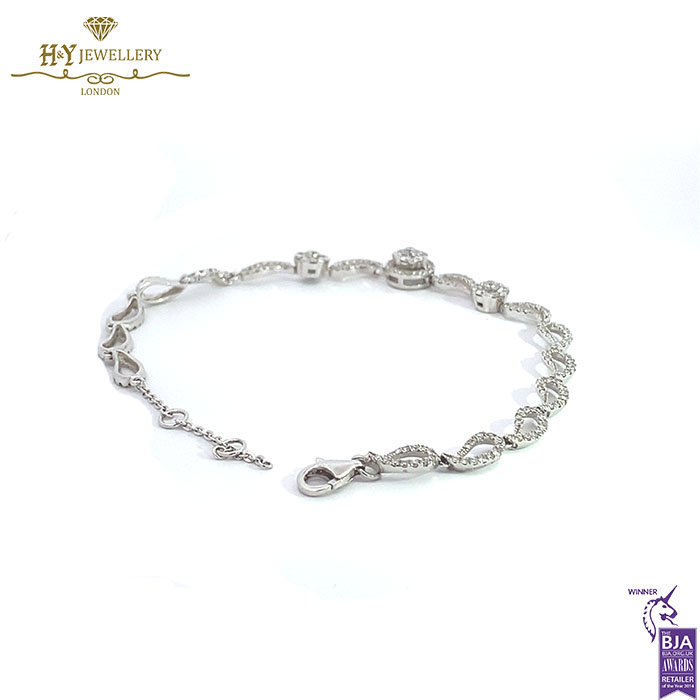 White Gold Brilliant Cut Diamond Trilogy Design Bracelet -1.23ct-17241