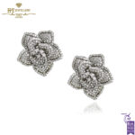 White Gold Brilliant Cut Diamond Flower Stud Earrings - 1.00ct-0
