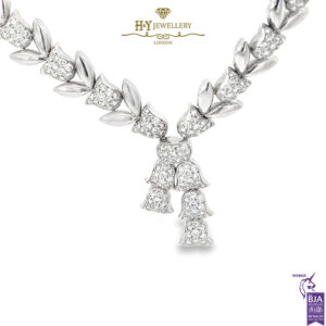 White Gold Brilliant Cut Diamond Tulip Shape Necklace - 3.80ct-17262