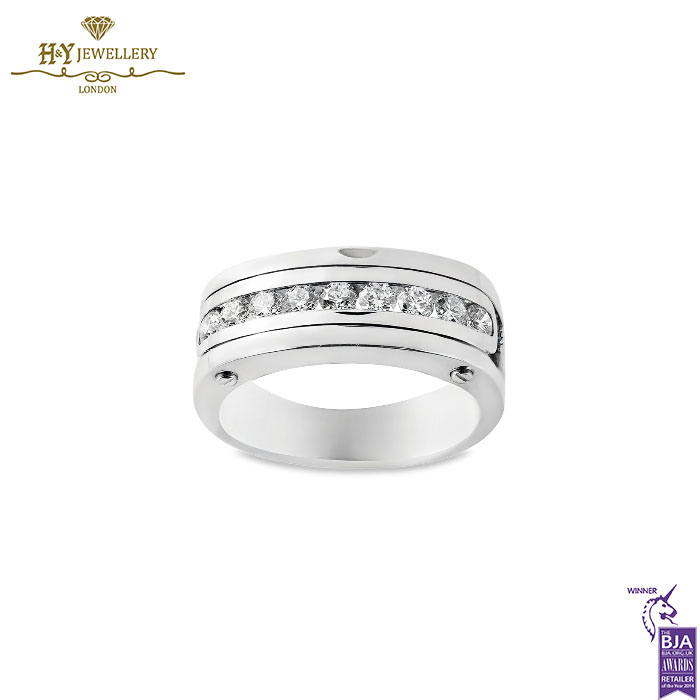 White Gold Brilliant Cut Diamond Ring - 0.75ct-0