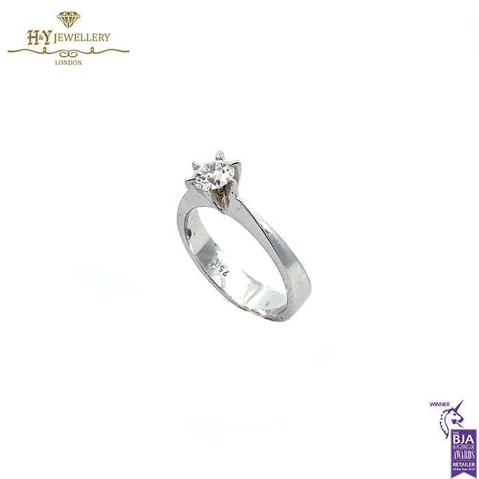 White Gold Brilliant Cut Diamond Solitaire Ring - 0.50ct-17758