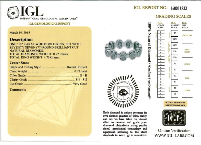 White Gold Brilliant Cut Diamond Ring - 0.72ct-11457