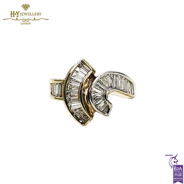 Yellow Gold Baguette Cut Diamond Ring - 2.12ct-0