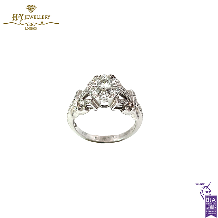 White Gold Brilliant Cut Diamond Ring - 0.97ct-0