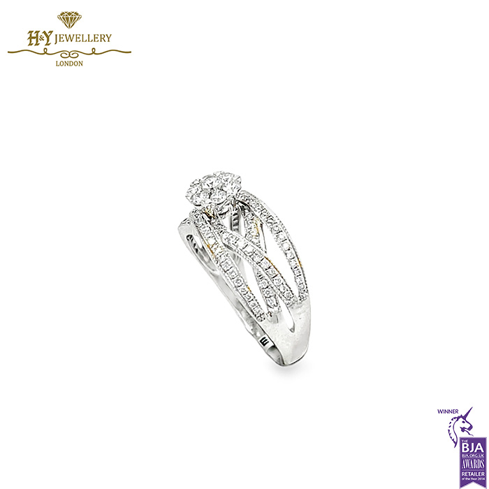 White Gold Brilliant Cut Diamond Ring - 0.64ct-17147