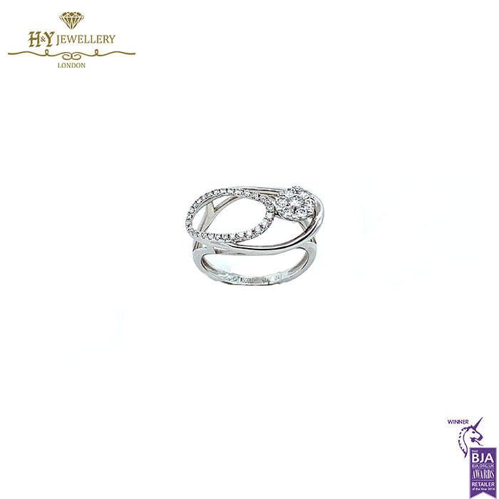 White Gold Brilliant Cut Diamond Ring - 0.41ct-17779