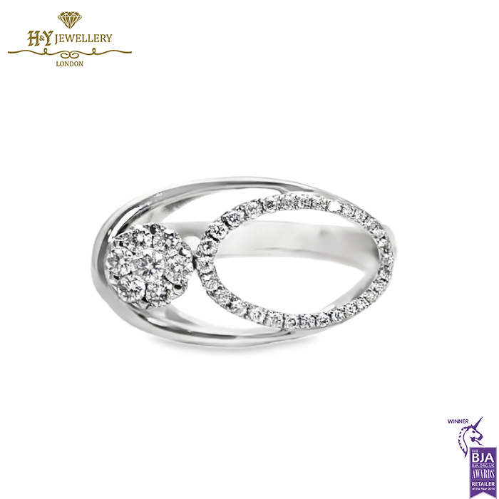 White Gold Brilliant Cut Diamond Ring - 0.41ct-0