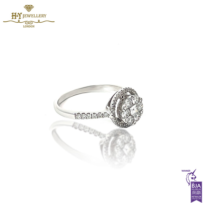 White Gold Brilliant Cut Diamond Engagement Ring - 0.55ct-17724