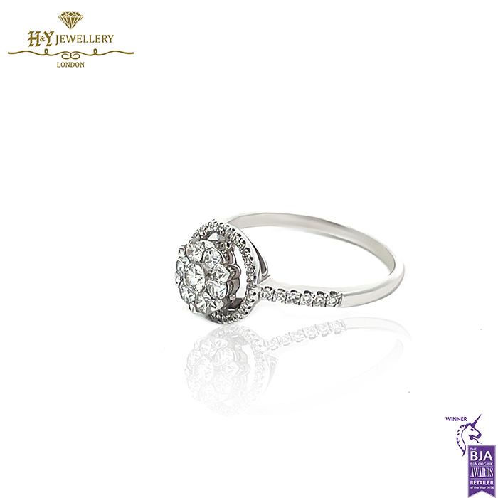 White Gold Brilliant Cut Diamond Engagement Ring - 0.55ct-17725