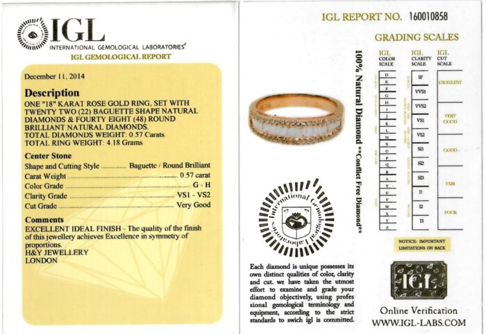 Rose Gold Baguette & Brilliant Cut Diamond Half Eternity Ring - 0.57ct-11796