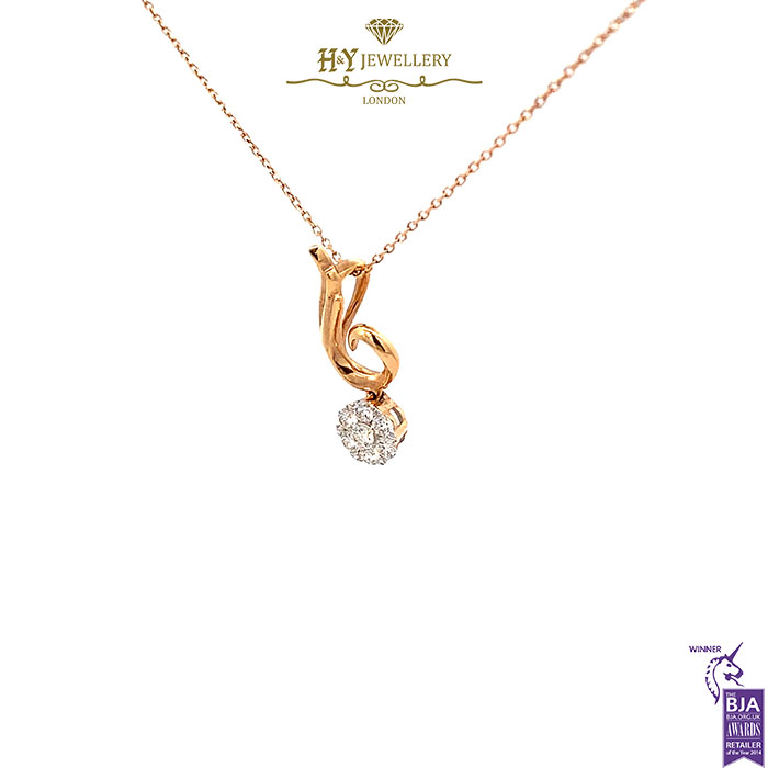 Rose Gold Brilliant Cut Diamond Swirl Pendant - 0.26ct-17632