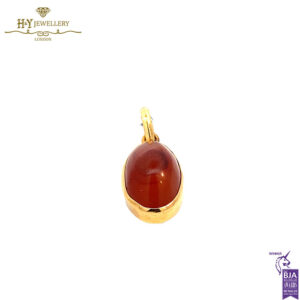 Yellow Gold Cabochon Agate Pendant-17362