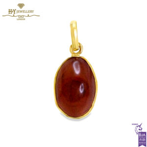 Yellow Gold Cabochon Agate Pendant-0