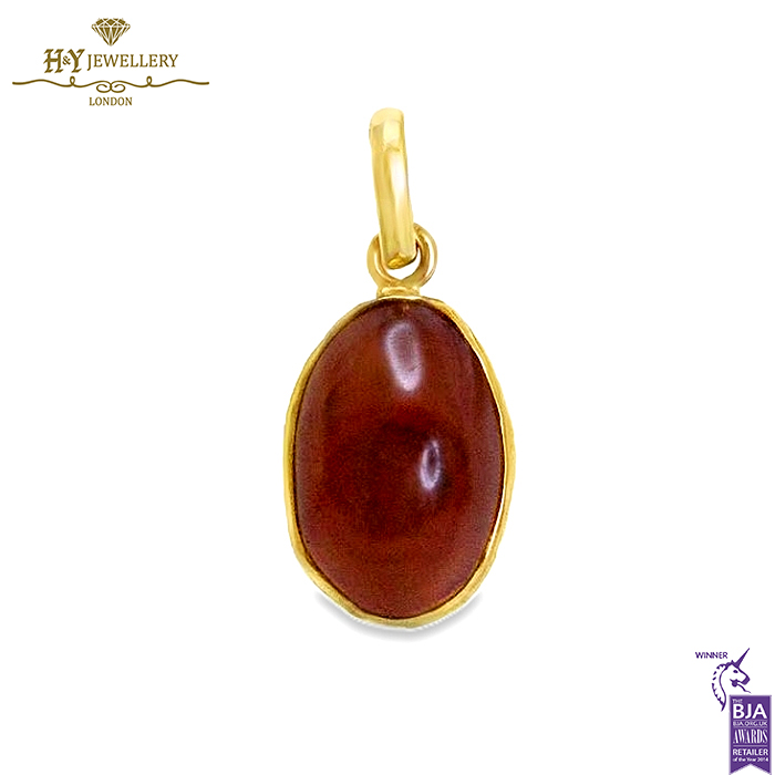 Yellow Gold Cabochon Agate Pendant-0