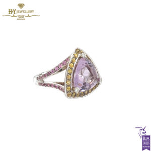 White Gold Triliant Cut Amethyst & Brilliant Cut Citrine with Diamond Mauboussin Ring - 14.57ct-15455