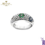 White Gold Brilliant Cut Ruby, Sapphire, Emerald & Diamond Ring - 1.31ct-0