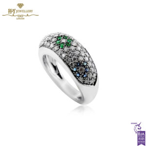 White Gold Brilliant Cut Ruby, Sapphire, Emerald & Diamond Ring - 1.31ct-14321