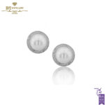 White Gold South Sea Pearl & Brilliant Cut Diamond Earrings - 0.78ct-0