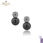 White Gold Tahiti Sea Pearl & Brilliant Cut Diamond Earrings -1.00ct-0