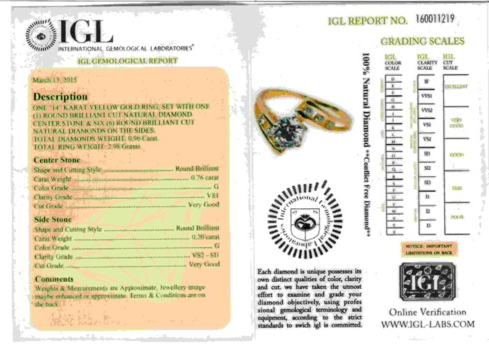 Yellow Gold Brilliant Cut Diamond Ring - 0.96ct-9849