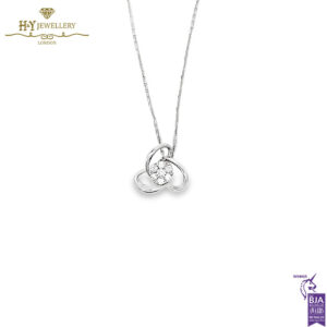 White Gold Brilliant Cut Diamond Simple Triangular Pendant - 0.15ct-17372