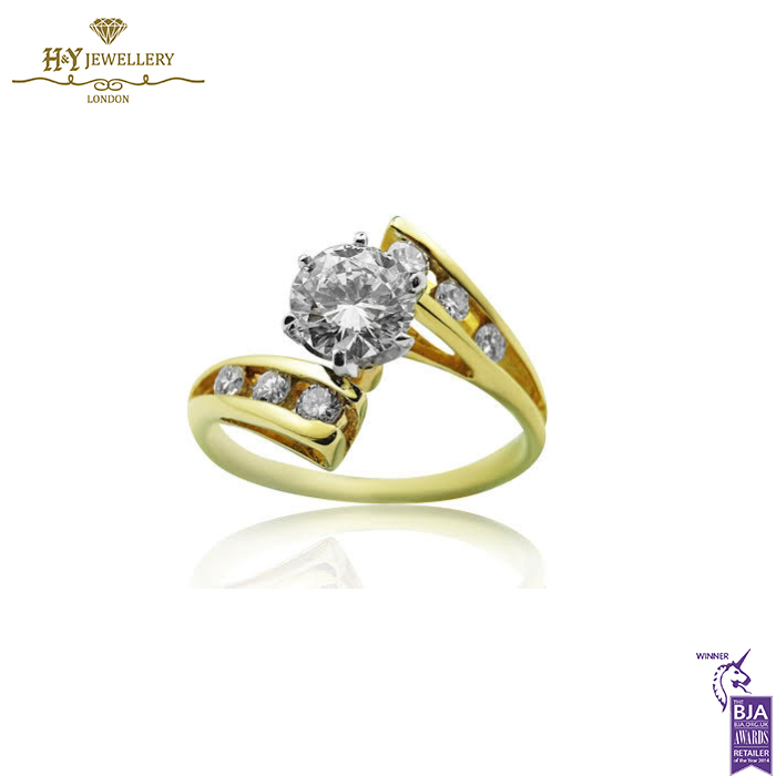 Yellow Gold Brilliant Cut Diamond Ring - 0.96ct-0